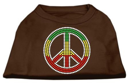 Rasta Peace Sign Shirts Brown Lg (14)