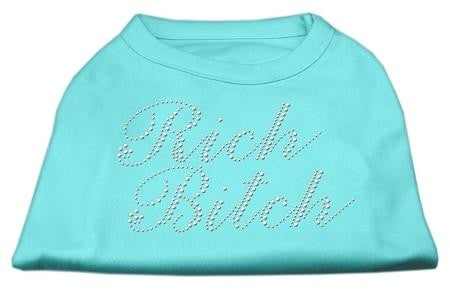 Rich Bitch Rhinestone Shirts Aqua XS (8)