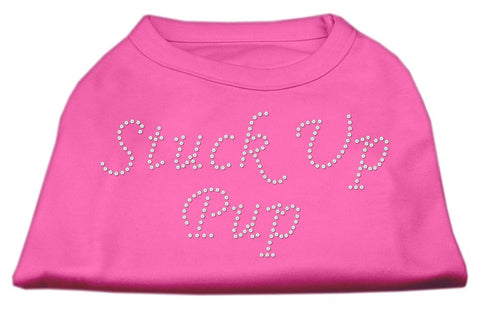 Stuck Up Pup Rhinestone Shirts Bright Pink XL (16)