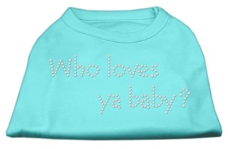 Who Loves Ya Baby? Rhinestone Shirts Aqua XL (16)