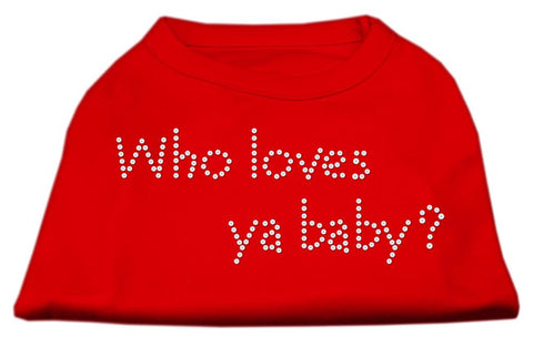 Who Loves Ya Baby? Rhinestone Shirts Red XXL (18)