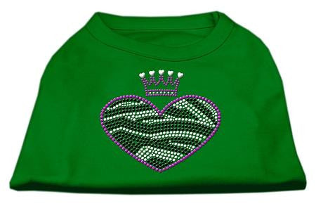 Zebra Heart Rhinestone Dog Shirt Emerald Green XL (16)