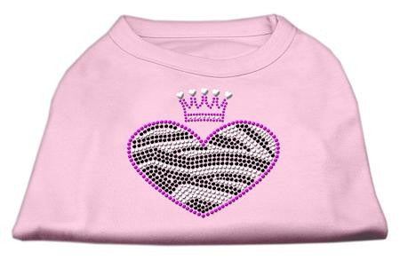 Zebra Heart Rhinestone Dog Shirt Light Pink XL (16)