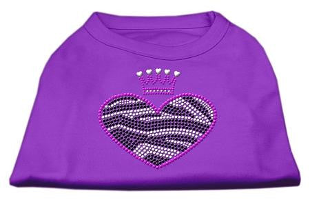 Zebra Heart Rhinestone Dog Shirt Purple XL (16)