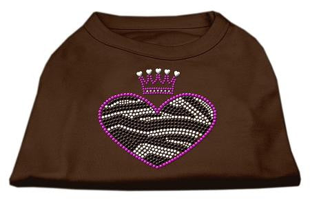 Zebra Heart Rhinestone Dog Shirt Brown XS (8)