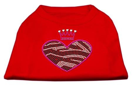 Zebra Heart Rhinestone Dog Shirt Red XS (8)