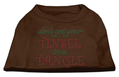 Tinsel in a Tangle Rhinestone Dog Shirt Brown Lg (14)