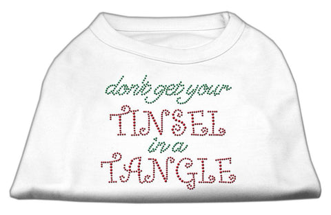 Tinsel in a Tangle Rhinestone Dog Shirt White Med (12)