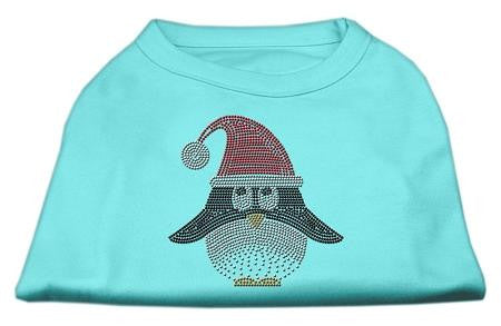 Santa Penguin Rhinestone Dog Shirt Aqua Lg (14)