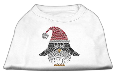 Santa Penguin Rhinestone Dog Shirt White Med (12)