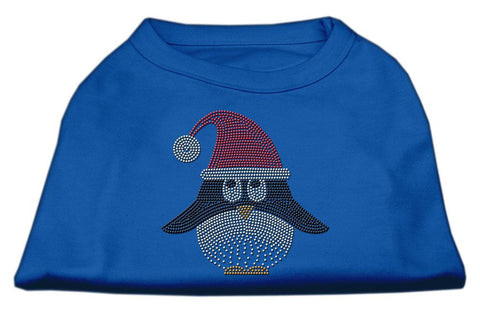 Santa Penguin Rhinestone Dog Shirt Blue XL (16)