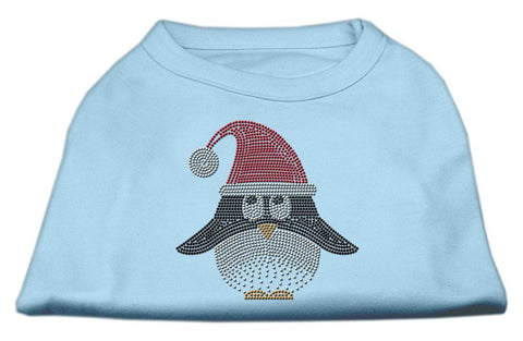 Santa Penguin Rhinestone Dog Shirt Baby Blue XS (8)