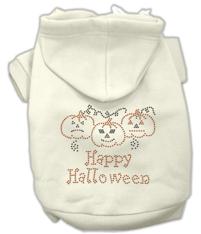 Happy Halloween Rhinestone Hoodies Cream XXXL(20)