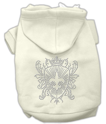 Rhinestone Fleur De Lis Shield Hoodies Cream XS (8)