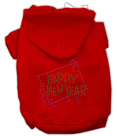 Happy New Year Rhinestone Hoodies Red M (12)