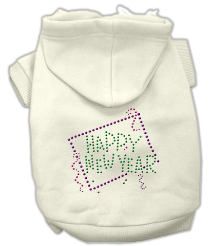 Happy New Year Rhinestone Hoodies Cream XL (16)