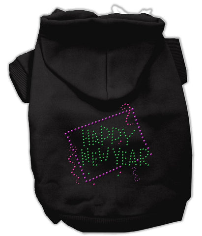 Happy New Year Rhinestone Hoodies Black XS (8)