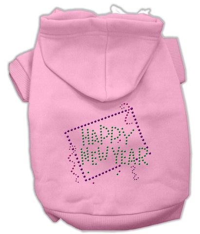 Happy New Year Rhinestone Hoodies Pink XXL (18)