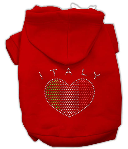 Italian Rhinestone Hoodies Red L (14)