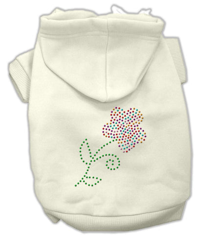 Multi-Colored Flower Rhinestone Hoodie Cream XS (8)