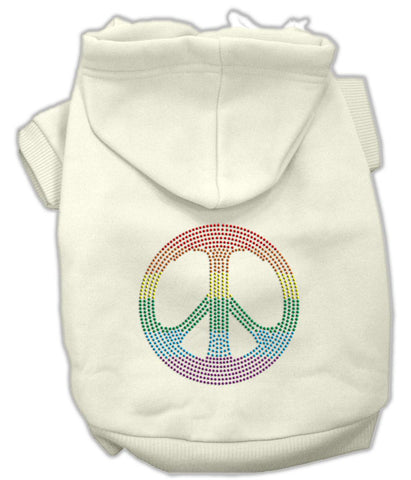 Rhinestone Rainbow Peace Sign Hoodies Cream XS (8)