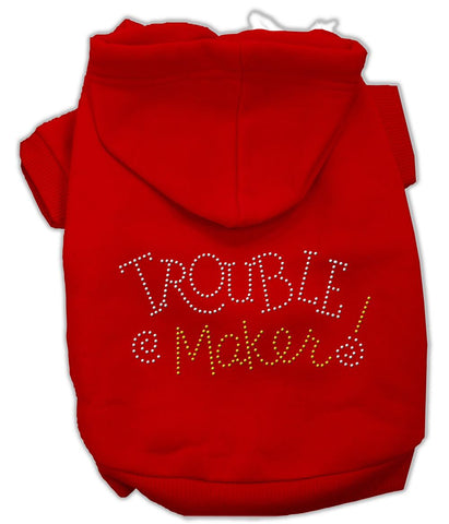 Trouble Maker Rhinestone Hoodies Red M (12)