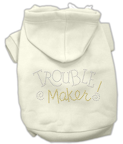 Trouble Maker Rhinestone Hoodies Cream XXL (18)