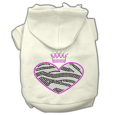 Zebra Heart Rhinestone Hoodies Cream XL (16)