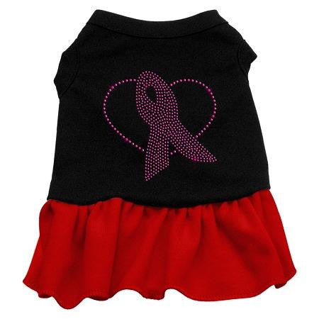 Pink Ribbon Rhinestone Dress Black with Red Lg (14)