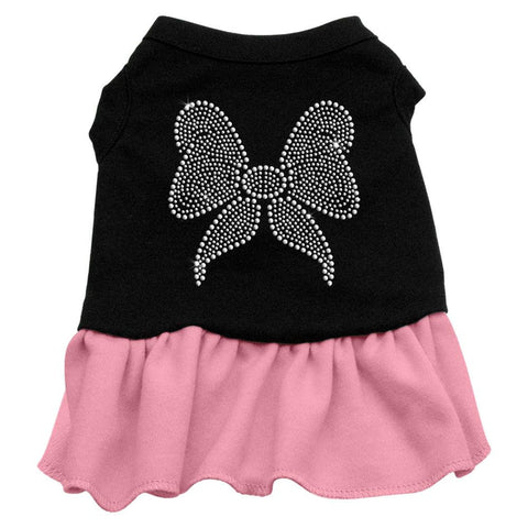 Rhinestone Bow Dresses Black with Pink XL (16)