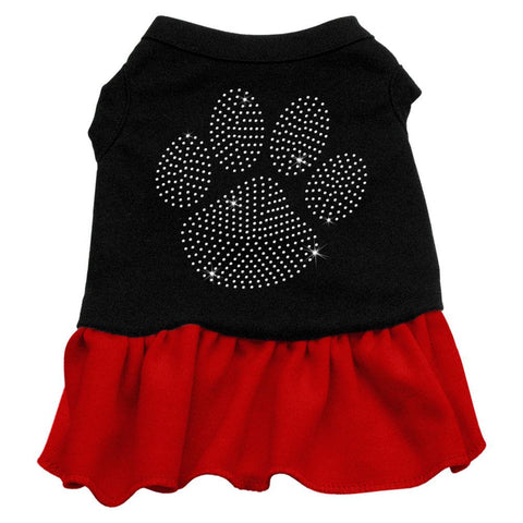 Rhinestone Clear Paw Dress Black with Red Lg (14)