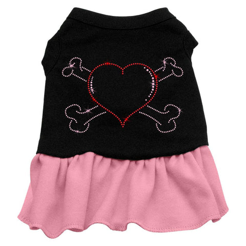 Rhinestone Heart and crossbones Dress Black with Pink XXXL (20)