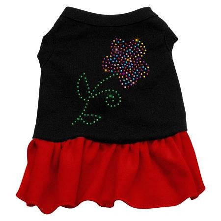 Rhinestone Multi Flower Dress Black with Red XXXL (20)