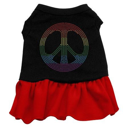 Rhinestone Rainbow Peace Dress Black with Red XS (8)