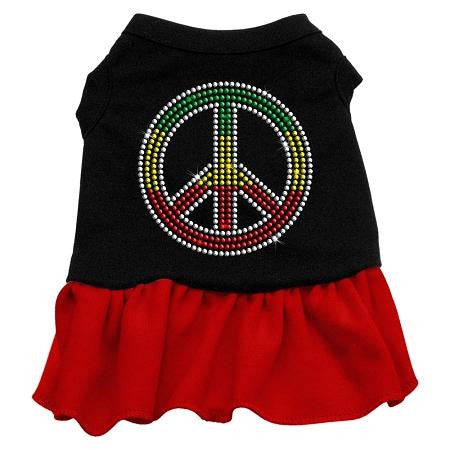 Rhinestone Rasta Peace Dress Black with Red Lg (14)