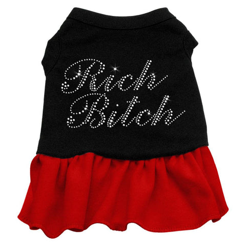 Rhinestone Rich Bitch Dress  Black with Red XL (16)