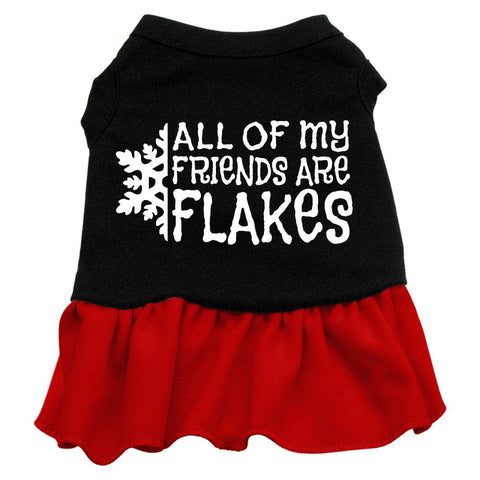 All my friends are Flakes Screen Print Dress Black with Red XL (16)