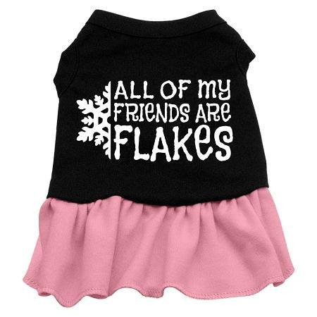 All my friends are Flakes Screen Print Dress Black with Pink XXL (18)