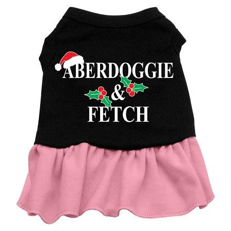 Aberdoggie Christmas Screen Print Dress Black with Pink Lg (14)