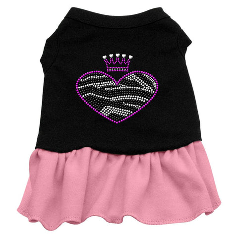 Zebra Heart Rhinestone Dress Black with Pink Lg (14)