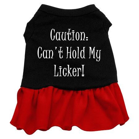 Can't Hold My Licker Screen Print Dress Black with Red Sm (10)