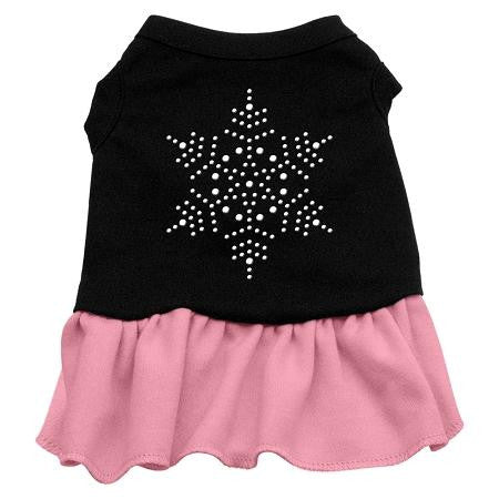 Snowflake Rhinestone Dress Black with Pink XXXL (20)