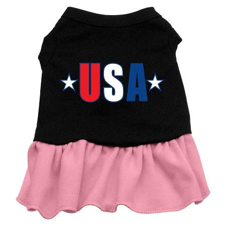 USA Star Screen Print Dress Black with Pink Sm (10)