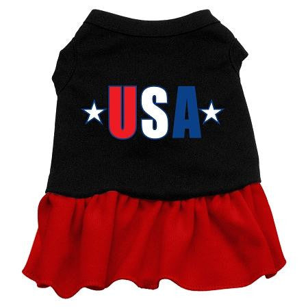 USA Star Screen Print Dress Black with Red XL (16)