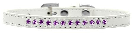 Purple Crystal Size 10 White Puppy Collar