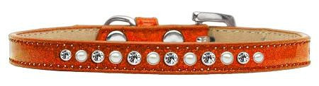 Pearl and Clear Crystal Size 12 Orange Puppy Ice Cream Collar