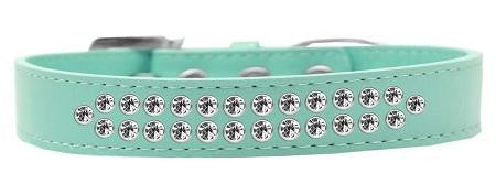 Two Row Clear Crystal Size 16 Aqua Dog Collar