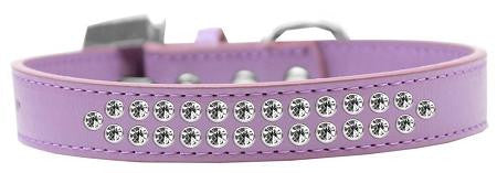 Two Row Clear Crystal Size 14 Lavender Dog Collar