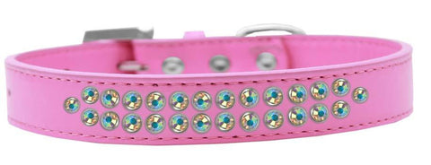 Two Row AB Crystal Size 20 Bright Pink Dog Collar