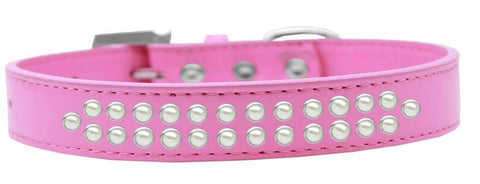 Two Row Pearl Size 16 Bright Pink Dog Collar